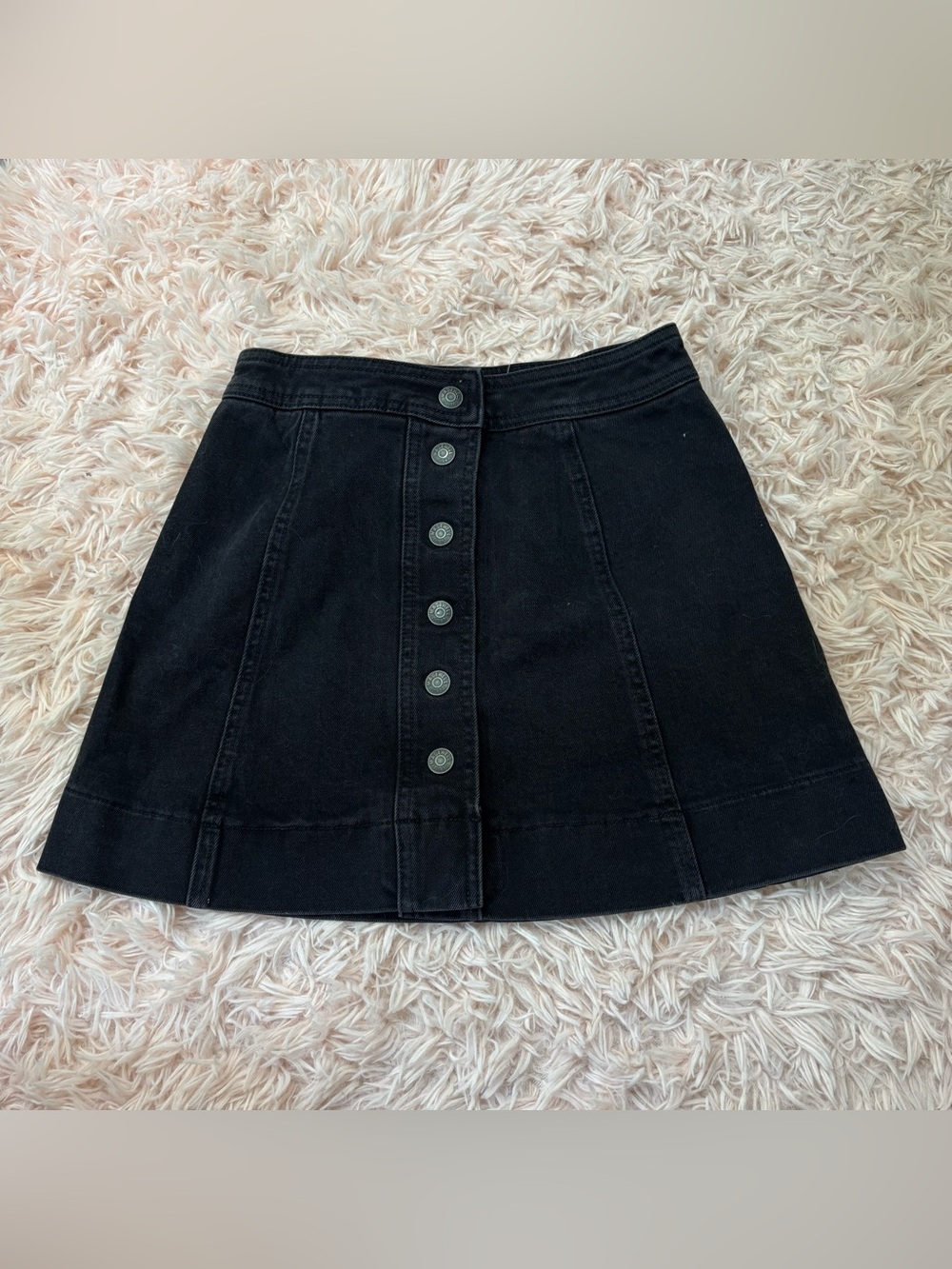 Madewell Black Button-Front A-Line Mini Skirt
